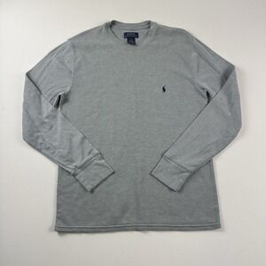 Polo Ralph Lauren Thermal Shirt Men's Large Gray Waffle Long Sleeve Sweatshirt